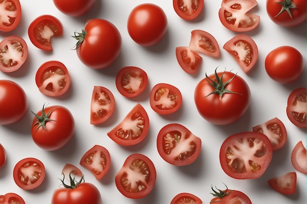 Tomatoes and Slices Showcased on a Clean Canvas