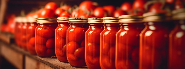 Tomatoes tape in the food industry products ready for automatic packaging Concept with automated food production Generative AI