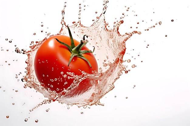 Photo tomatoes and water splash of water on tomatoes