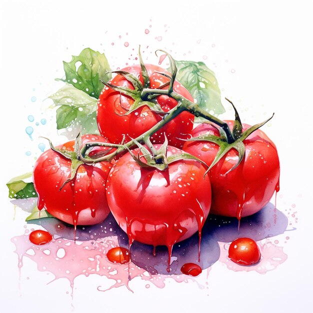 tomatoes watercolor red