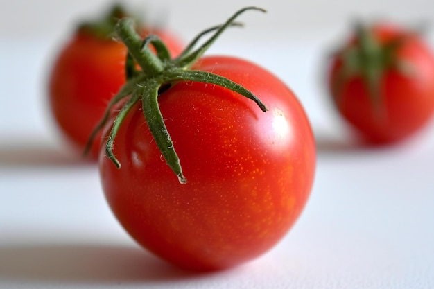 Photo tomatoes on a white background closeup selective focus