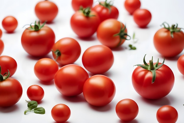 Tomatoes on white background