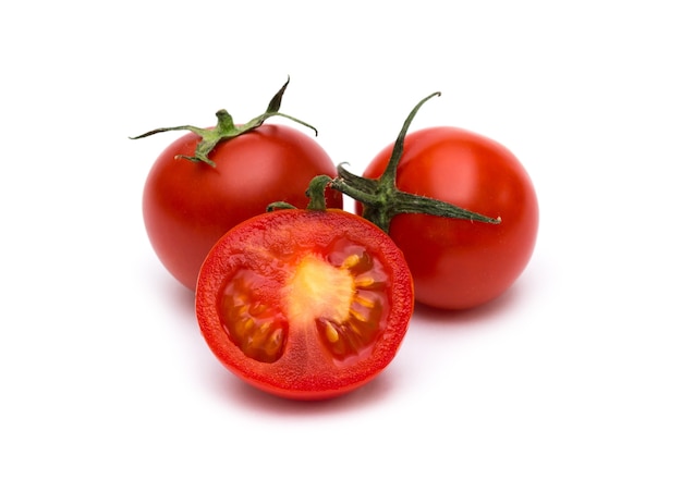 Tomatoes on a white background