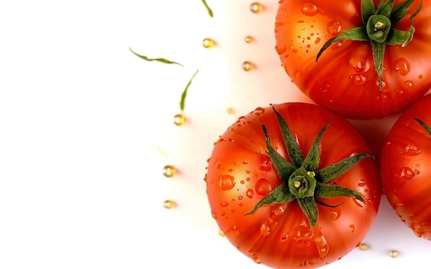 Tomatoes over white background