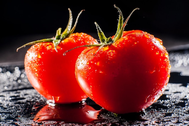 Tomatoes with drops of water