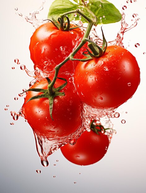 Tomatoes with water splash on white background