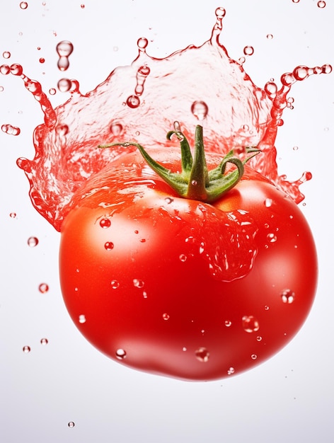 Tomatoes with water splash on white background