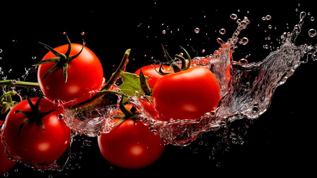 tomatoes with water splash