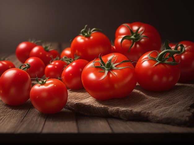 Tomatoes On Wooden table Aesthetic Background