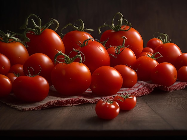 Tomatoes On Wooden table Aesthetic Background