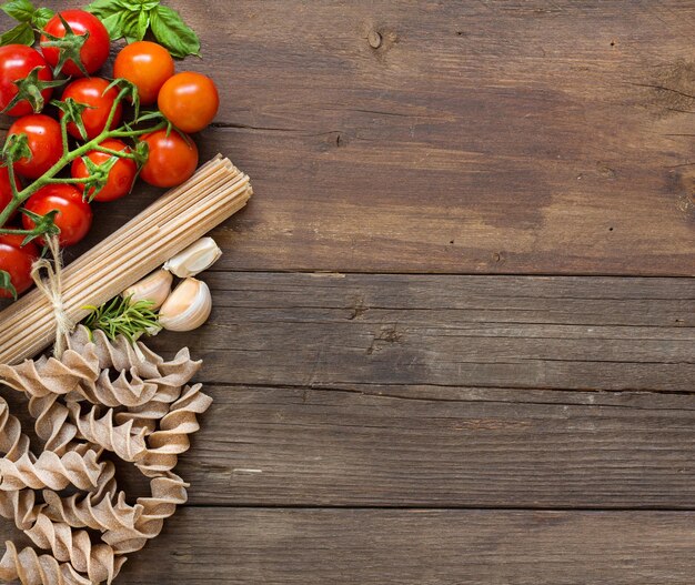 Tomatoes on wooden table