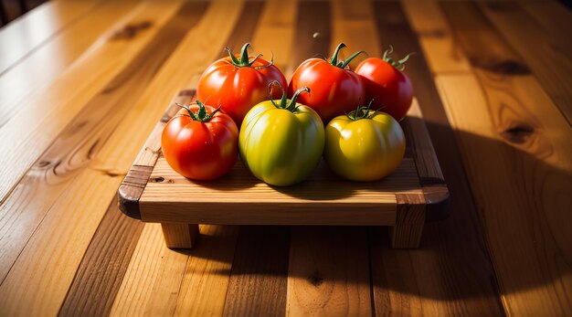 Tomatoes on a wooden table