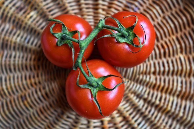 tomatoes on a wooden table