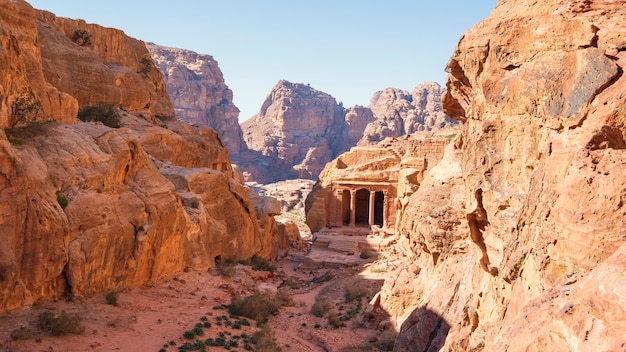 Tomb with columns in the ancient city of Petra