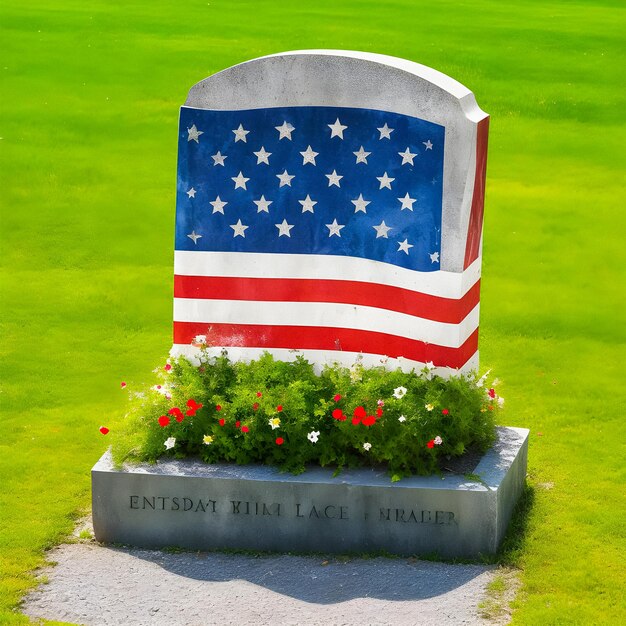 アメリカ国旗の墓碑