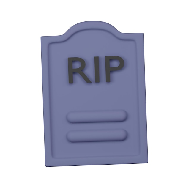 Photo tombstone with rip inscription halloween holiday concept 3d illustration render has clipping path