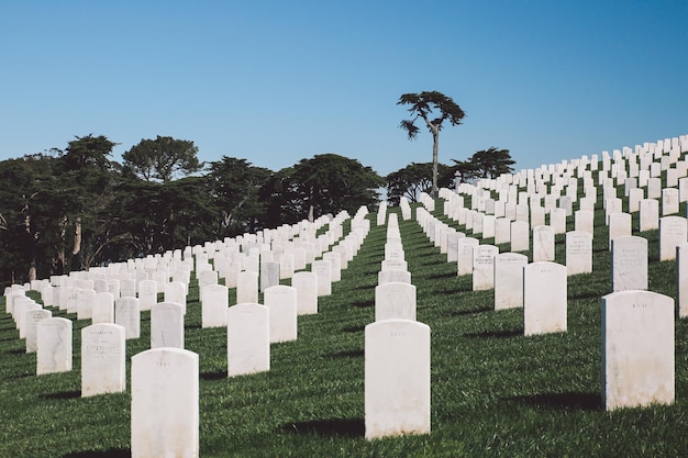 Foto tombe nel cimitero contro un cielo limpido