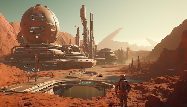 Tomorrowland in Mars futuristisch leven en kolonie nederzetting op de planeet Mars