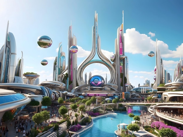 Tomorrowland where advertising reigns supreme impressive mockup towering digital billboards