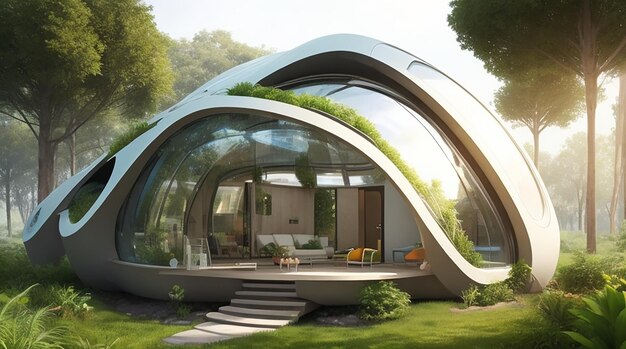 Завтра Eco Haven Визуальная одиссея в идеальный футуристический зеленый дом