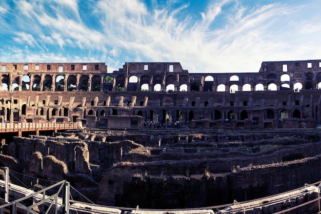 Toned 4K Panoramic Inside View of the Colosseum in Rome