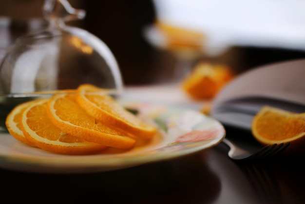 Toned orange fruit plate