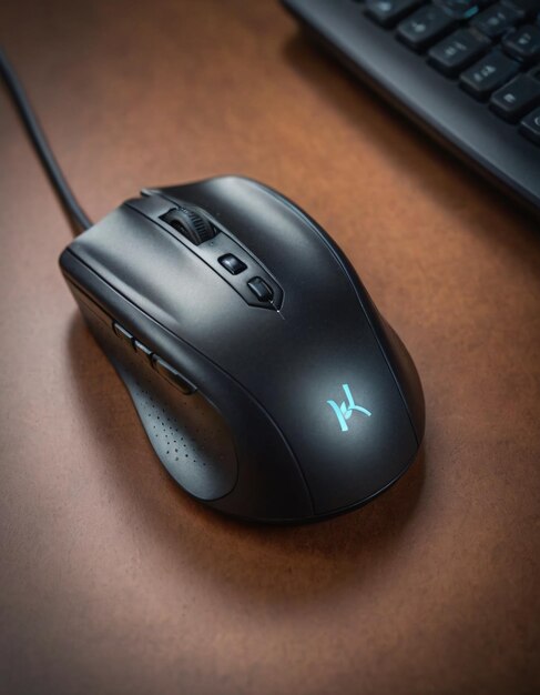 Toned Wireless Mouse Next to Keyboard