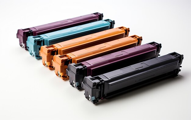 Toner Cartridges on White Background