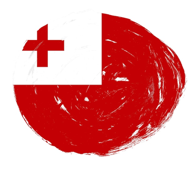 Tonga flag painted on a distressed white stroke brush background