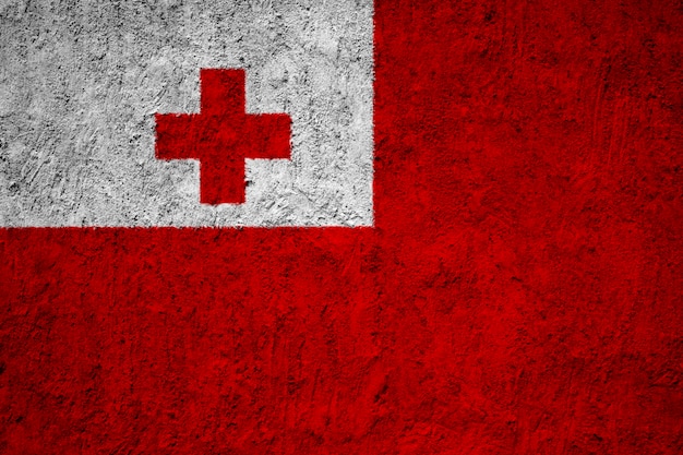 Tonga flag painted on grunge wall