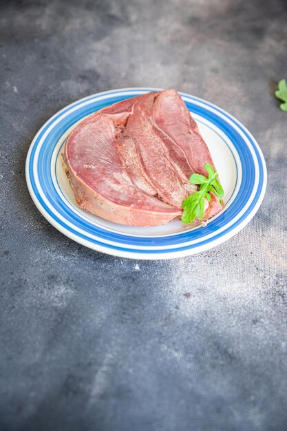 tongue pork meat fresh healthy meal food snack on the table copy space food background