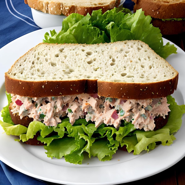 Foto tonijnsalade sandwich generatieve kunst door ai