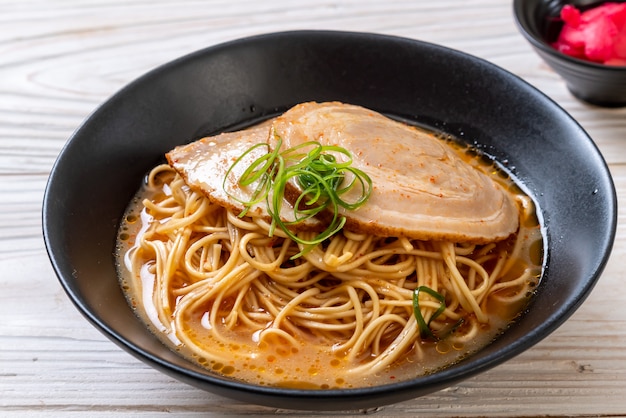 tonkotsu ramen noodles with chaashu pork