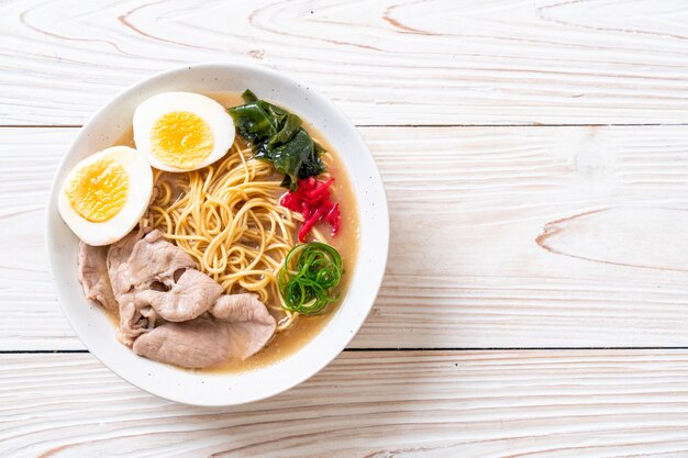 tonkotsu ramen noodles with pork and egg