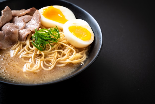 tonkotsu ramen noodles with pork and egg
