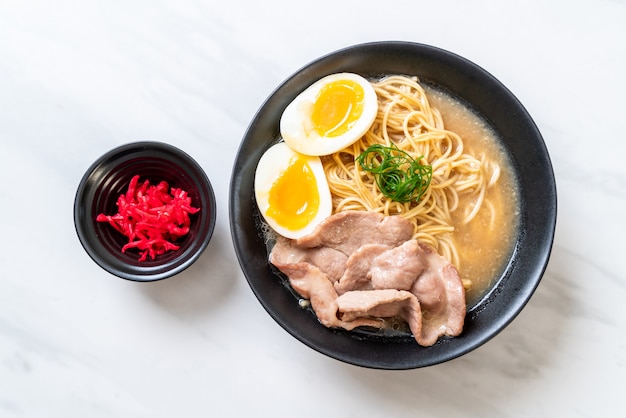 tonkotsu ramen noodles with pork and egg