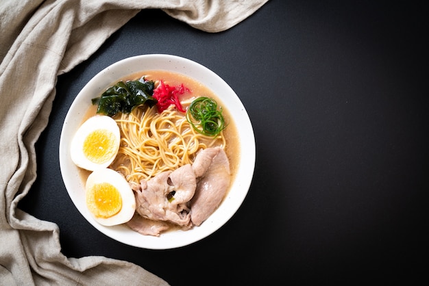 tonkotsu ramen noodles with pork and egg