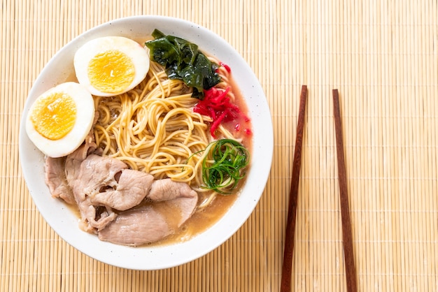 tonkotsu ramen noodles with pork and egg