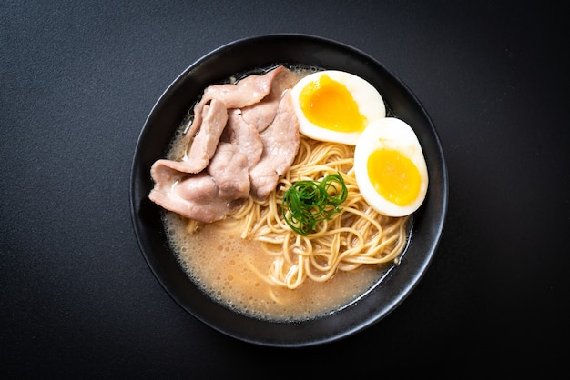 tonkotsu ramen noodles with pork and egg