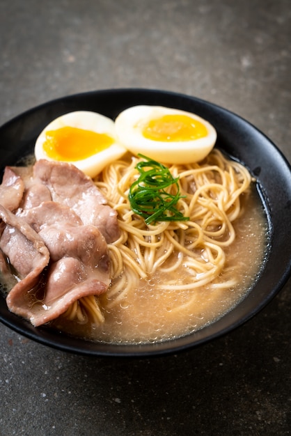 tonkotsu ramen noodles with pork and egg