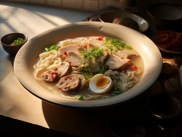 Photo tonkotsu ramen soup