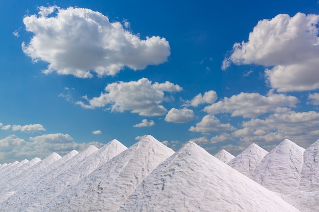 Tonnes of salt in huge mounds waiting to be bagged...