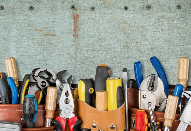 Tool belt with tools on  background