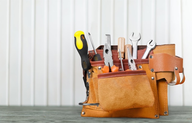 Tool belt with tools on  background