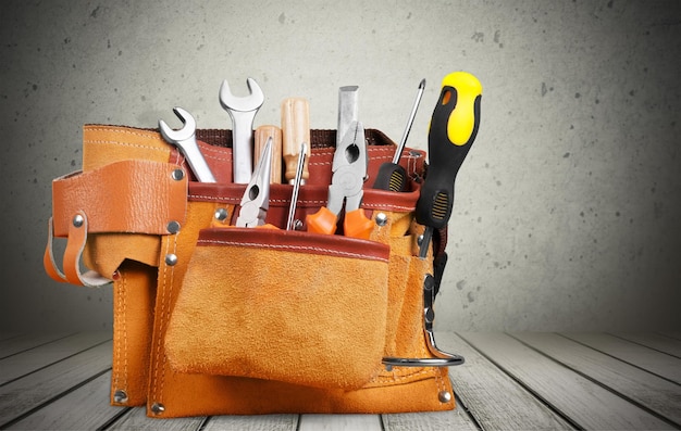 Tool belt with tools  on  background