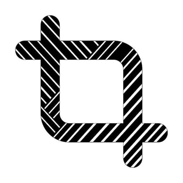 Photo tool crop icon black white diagonal lines