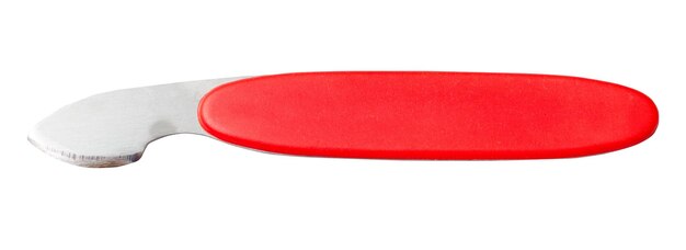 Tool with red handle for opening cover of watch