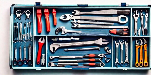 Toolbox collection in high angle view