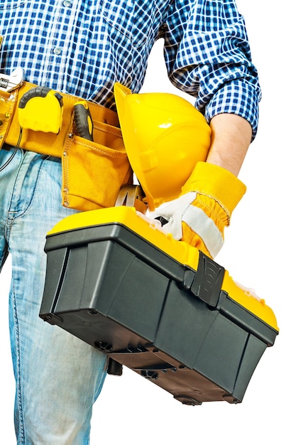 Toolbox in hand of worker