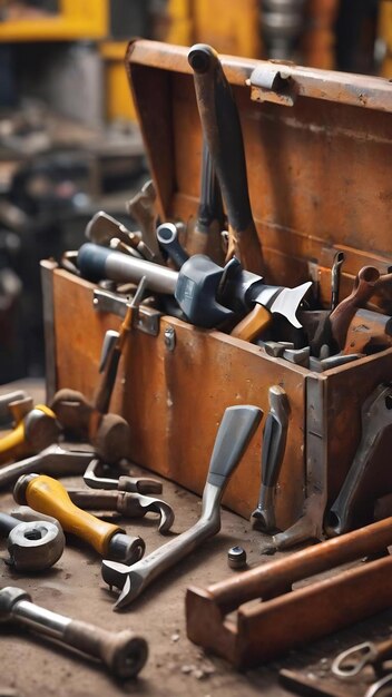 Toolbox set van gereedschappen inclusief hamer sleutel